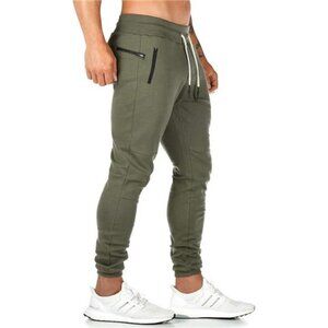 Men's Gym Pants Workout Athletic Joggers Slim Fit Track Pants w/ Zipper Pockets